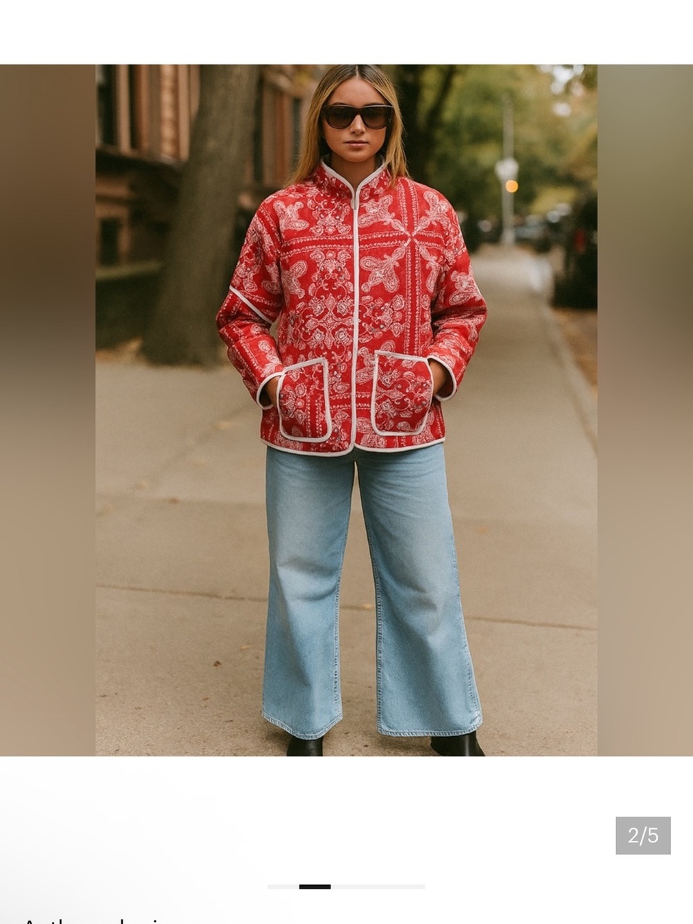 NWT Red Quilted Paisley Jacket with White Trim